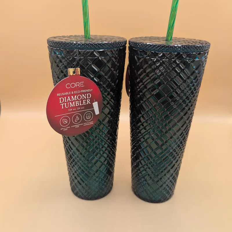 Dark Green Core Re-Useable Tumbler with straw — Core
