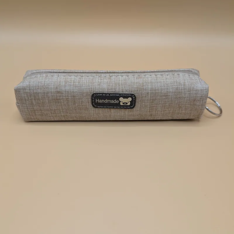 Linen Look Pencil Case - Brown